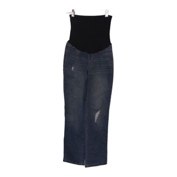 1822 Denim Black & Blue Maternity Boyfriend Denim Jeans Women's Size 6/28 - Picture 2 of 7